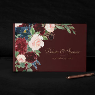 Livro De Visitas Rustic Floral Quadro geométrico Dourado da Borg