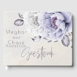 Livro De Visitas Rustic Lilac e Alabastro Peony Floral