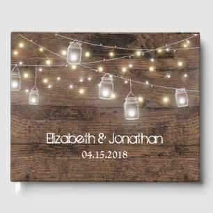 Livro De Visitas Rustic Mason Jar Lights Modern