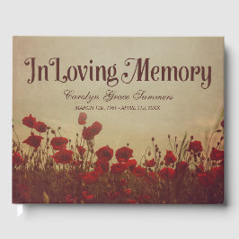 Livro De Visitas Rustic Poppy Field In Loving Memory