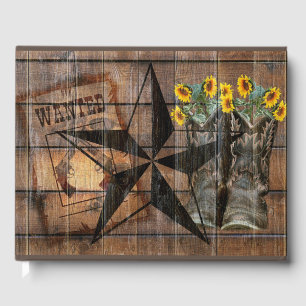 Livro De Visitas Rustic Texas Star Western Pistola Boots