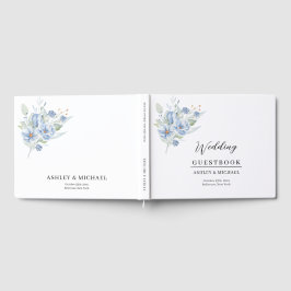 Livro De Visitas rustic watercolor illustration blue floral bouquet