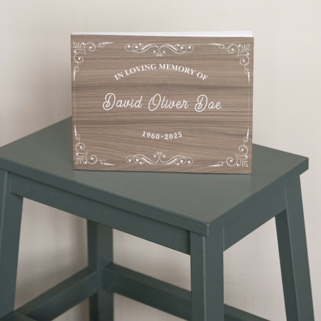 Livro De Visitas Rustic wooden Simple Custom Photo Text Memorial (rustic guest books celebration of life remembrance memorial funeral bereavement)