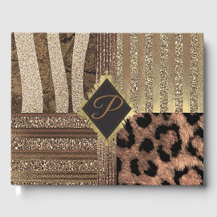 Livro De Visitas Safari de Leoa Chique Glamour de Selva Casamento M