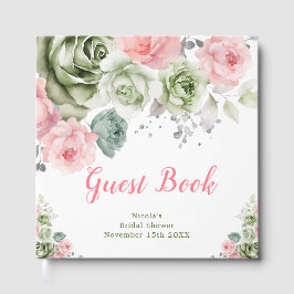 Livro De Visitas Sage Green and Pink Floral Bridal Shower