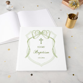 Livro De Visitas Sage Green Arco Crest Baptism