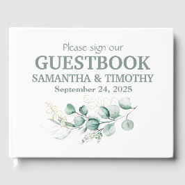 Livro De Visitas Sage Green Eucalyptus Rustic Greenerice Casamento