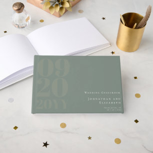 Livro De Visitas Sage Green Minimalist Bold Type Wedding