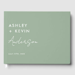 Livro De Visitas Sage Green Minimalist Weding Sign in Guest Book (S