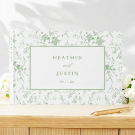 Livro De Visitas Sage Green Toile Floral Classic Wedding