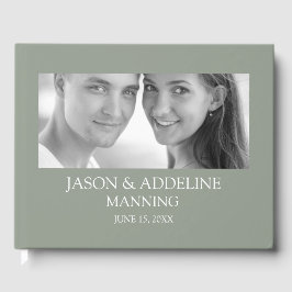 Livro De Visitas Sage Verde Qualquer Foto Preto Branco Casamento