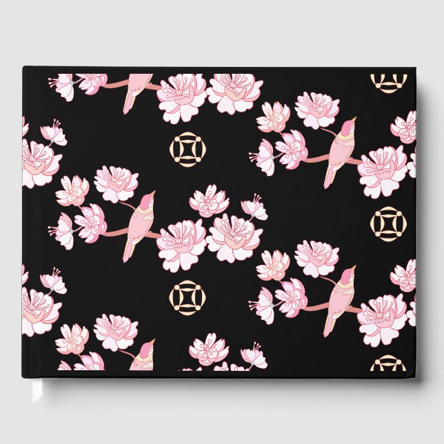 Livro De Visitas Sakura, flor de primavera, flor de cereja japonesa (Frente)