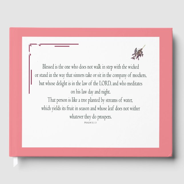 Livro De Visitas Salmo 1:1-3, abençoado é aquele que, (Frente)