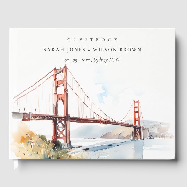 Livro De Visitas San Francisco Golden Gate Bridge Landscape Wedding (Frente)