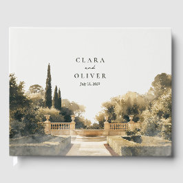 Livro De Visitas Sandstone Cream Script Italian Garden Wedding