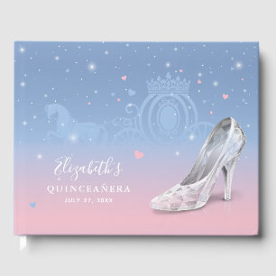 Livro De Visitas Sapatênis da Cinderela Azul Claro e Rosa para Quin