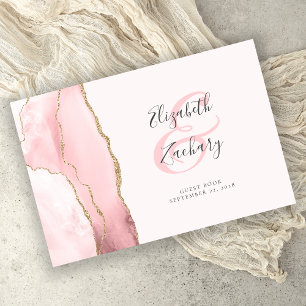 Livro De Visitas Script de Agitação Dourada Rosa Esmagado Moderno