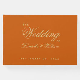 Livro De Visitas Script de Caligrafia Simples Laranja Queimada