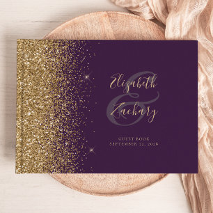Livro De Visitas Script Dourado de Literatura Roxo Moderno Escuro