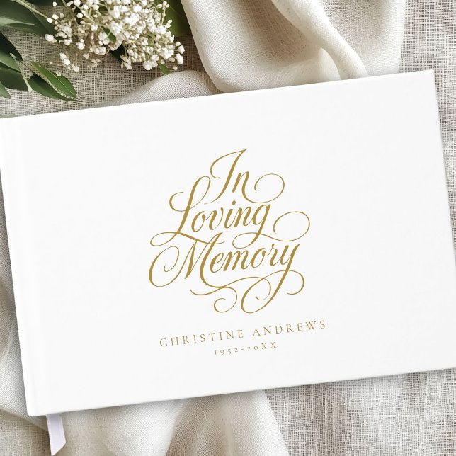 Livro De Visitas Script Font Keepsaame Funeral "In Loving Memory" ("In Loving Memory" Script Font Keepsake Funeral Guest Book)