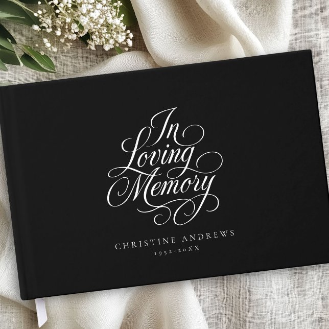Livro De Visitas Script Font Keepsaame Funeral "In Loving Memory" ("In Loving Memory" Script Font Keepsake Funeral Guest Book)