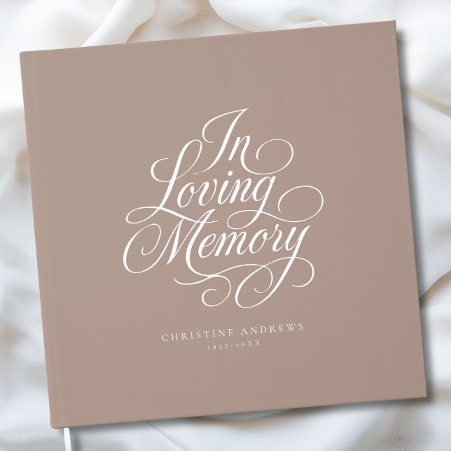 Livro De Visitas Script Font Keepsaame Funeral "In Loving Memory" ("In Loving Memory" Script Font Keepsake - Brown Funeral Guest Book)