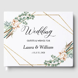 Livro De Visitas Script Greenery Glitter Frame Weding Guest Book