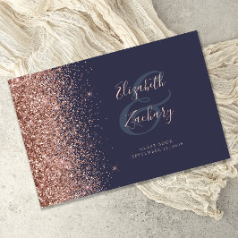 Livro De Visitas Script Moderno com Brilho em Azul Escuro e Dourado