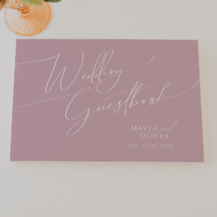 Livro De Visitas Script Whimsical Guia de Casamento Dusty Rosa