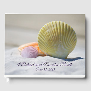 Livro De Visitas Seashells personalizados no casamento de praia