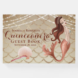Livro De Visitas Sereia em Rosa Dourada sob o mar Quinceañera