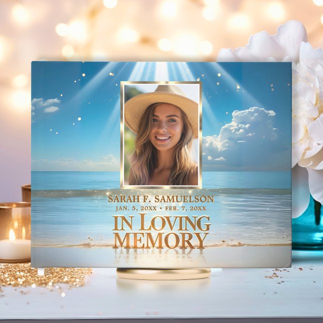 Livro De Visitas Serviço Funeral Memorial Foto Beach Ocean Sign In (Funeral Service Memorial Photo Beach Ocean Sign In Guest Book)