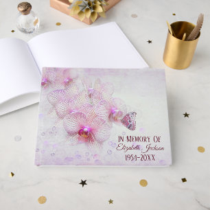 Livro De Visitas Serviço Memorial Borboleta em Orquídeas Rosa