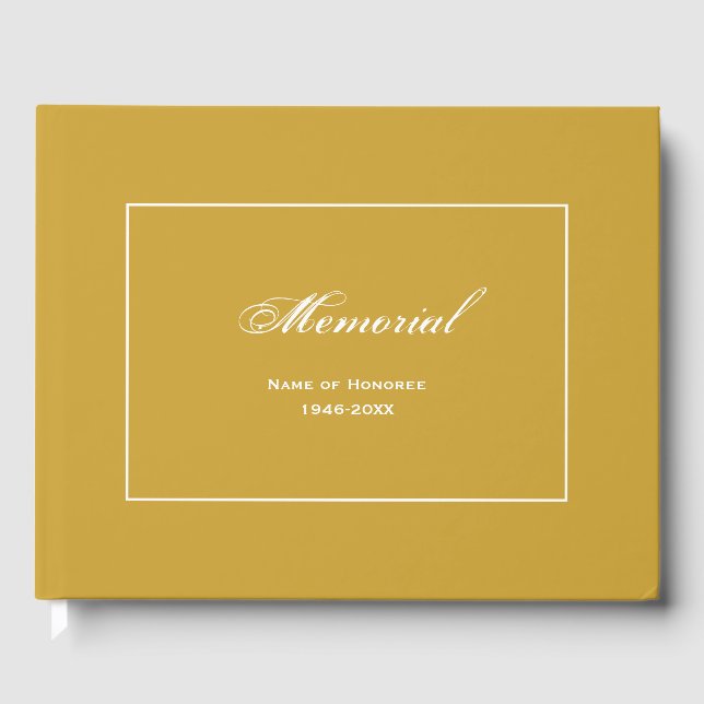 Livro De Visitas Serviço Memorial Simples e Elegante Dourado (Frente)
