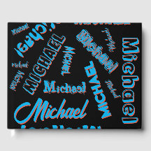 Seu nome é padrão monograma azul preto