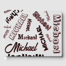 Livro De Visitas Seu nome é padrão monograma rosa cor sombra