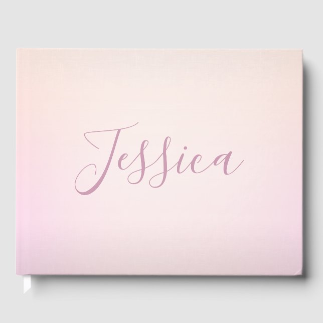 Livro De Visitas Seu nome | Elegante Script Soft Ombre (Frente)