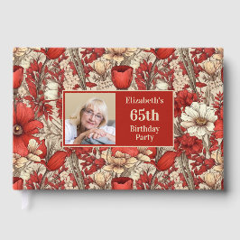 Livro De Visitas Seu Padrão Floral de Texto e Foto