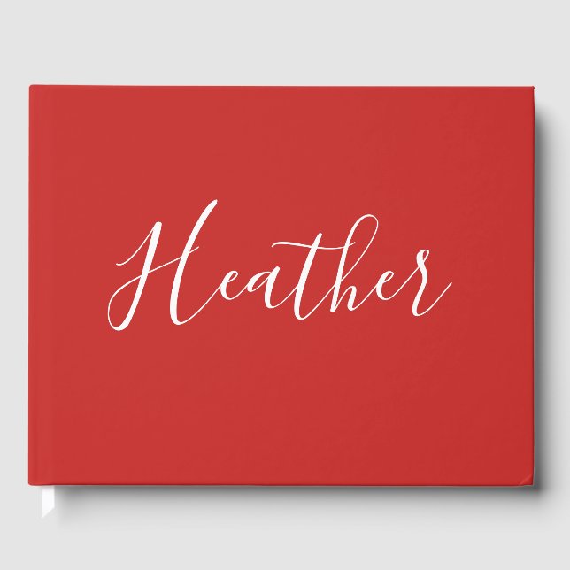 Livro De Visitas Seu Script Branco Personalizado em Vermelho (Frente)