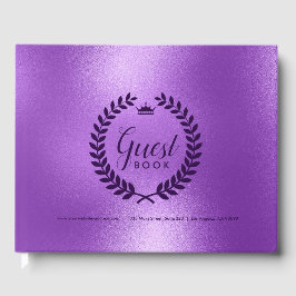 Livro De Visitas Shimmering Purple Back & Purple Laurel Wreath