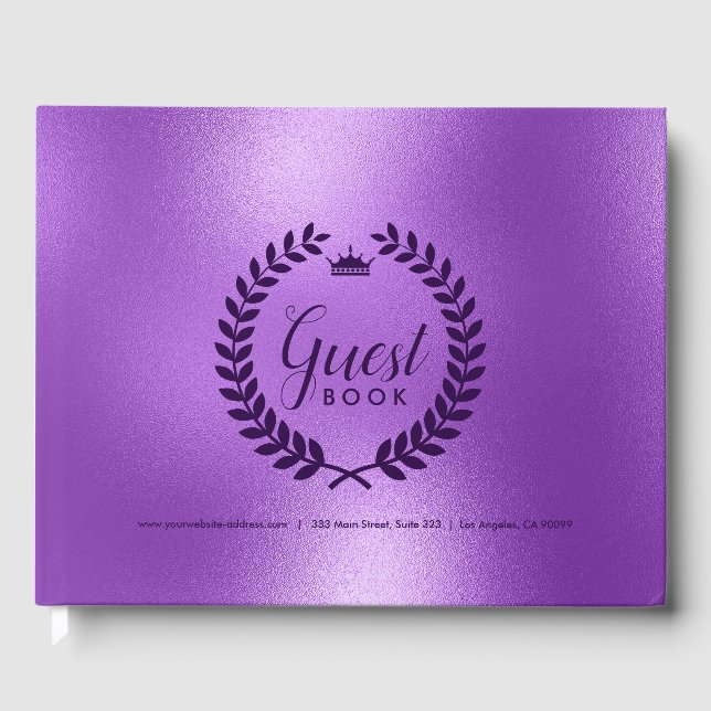 Livro De Visitas Shimmering Purple Back & Purple Laurel Wreath (Frente)