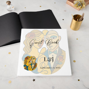 Livro De Visitas Silhueta Artística Destino Casamento Arte Moderna