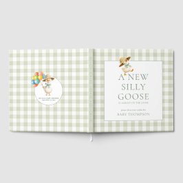 Livro De Visitas Silly Goose Sage Gingham Baby Shower
