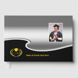 Livro De Visitas Silver and Black design Photo Gold Text