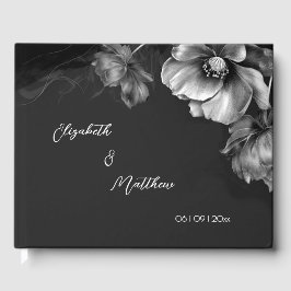 Livro De Visitas Silver Flower Black | Wedding