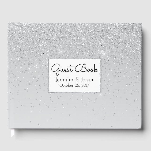 Livro De Visitas Silver Glitter e Shine Weds (Frente)