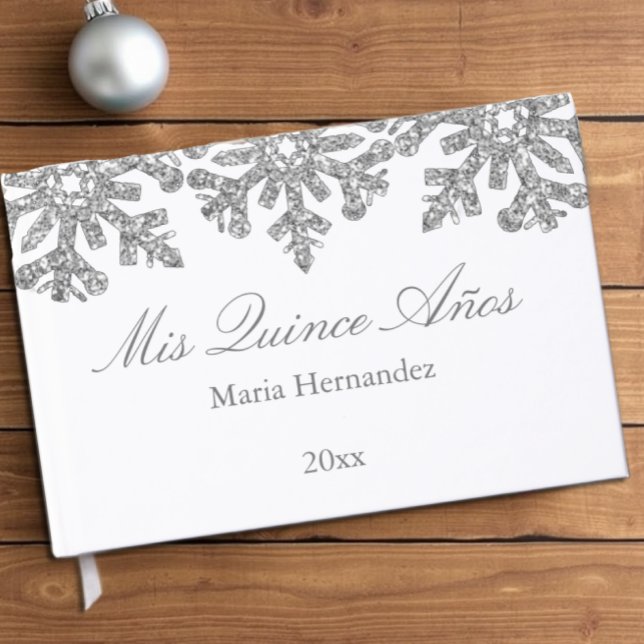 Livro De Visitas Silver Snowflake Winter Quinceanera (Criador carregado)