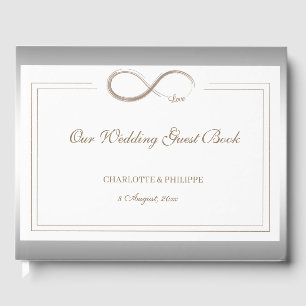 Livro De Visitas Símbolo Infinito Casamento Elegante Dourado Prata