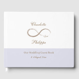 Livro De Visitas Símbolo Infinito Casamento Lilac Minimalista Branc