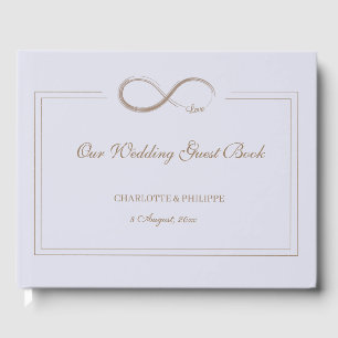 Livro De Visitas Símbolo Infinito Cinza Lilac Casamento Dourado